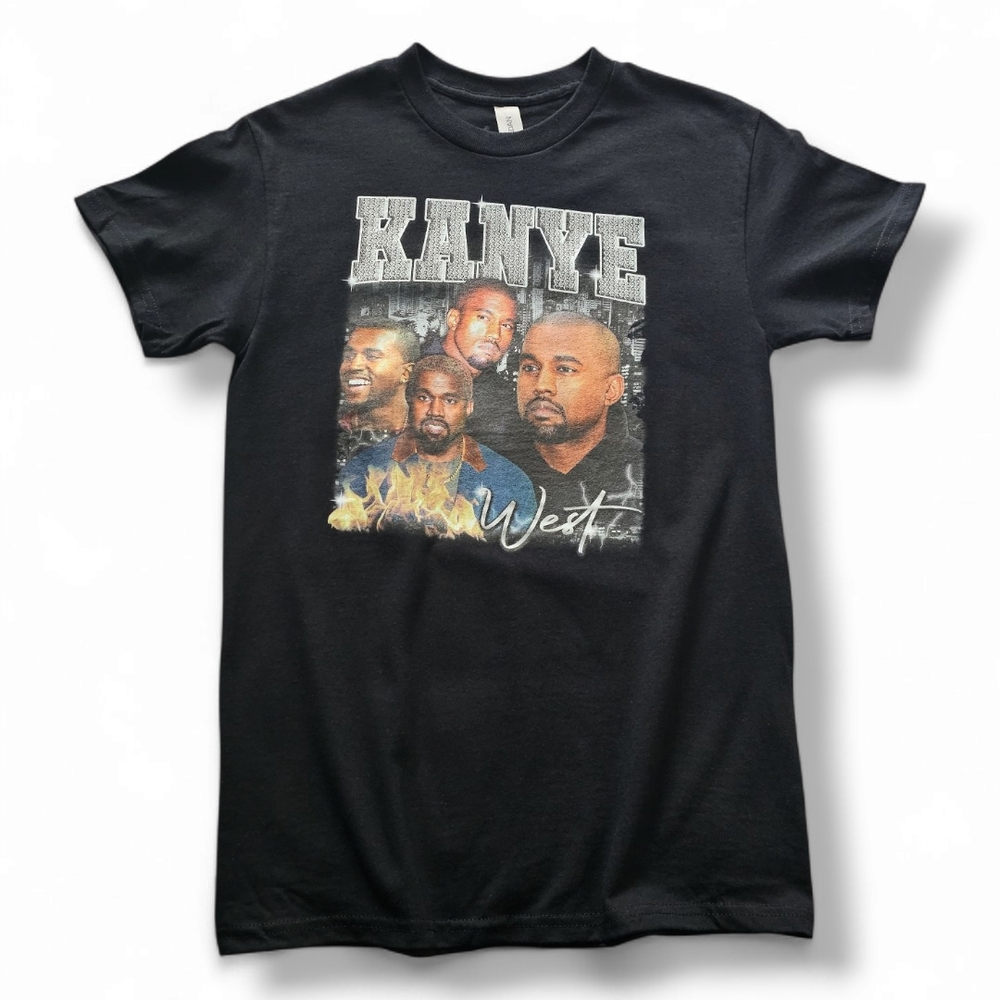 Kanye West Bootleg Retro Black Graphic Print Tee Size Small